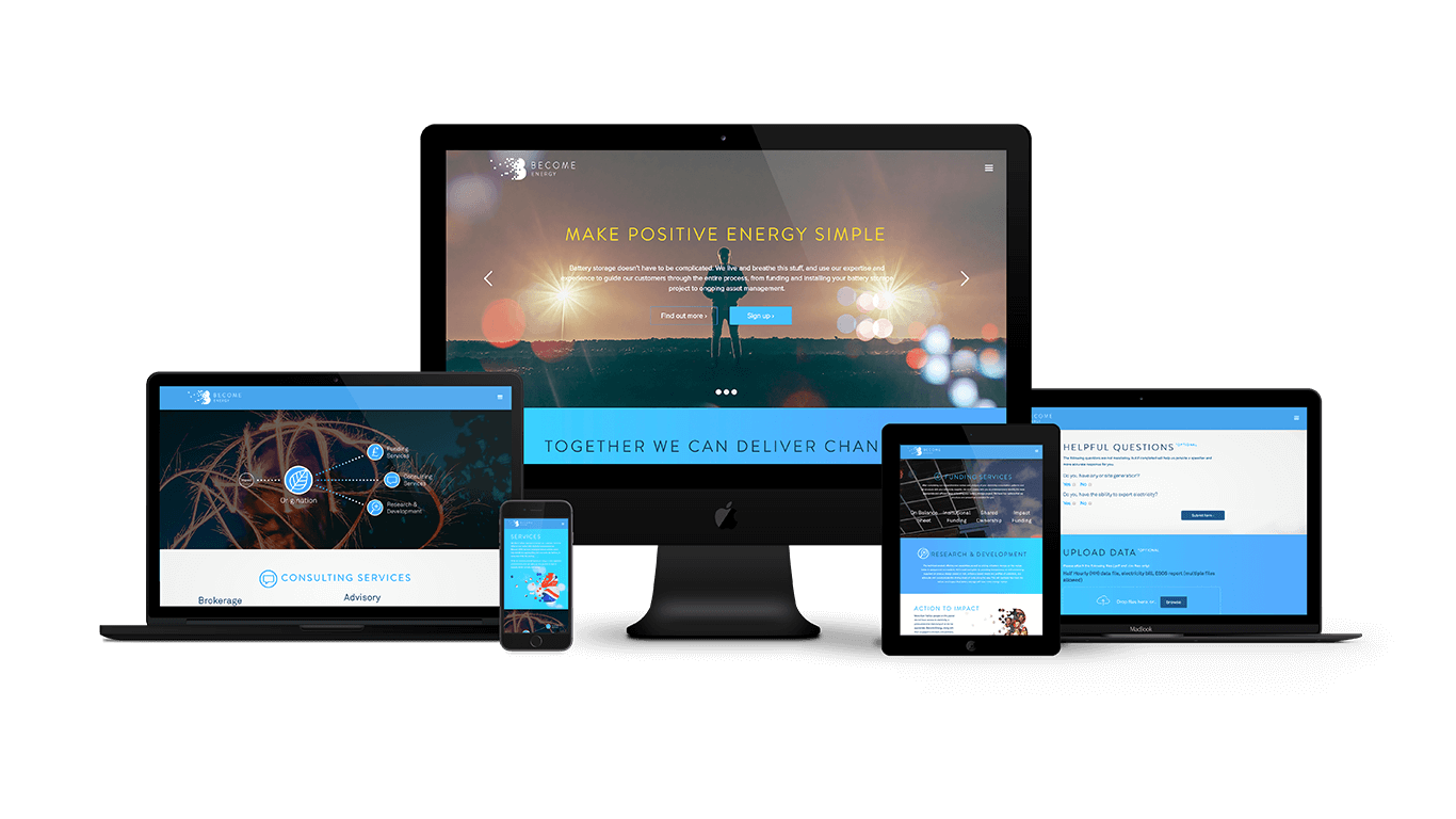 Multiple devices displaying become energy website design