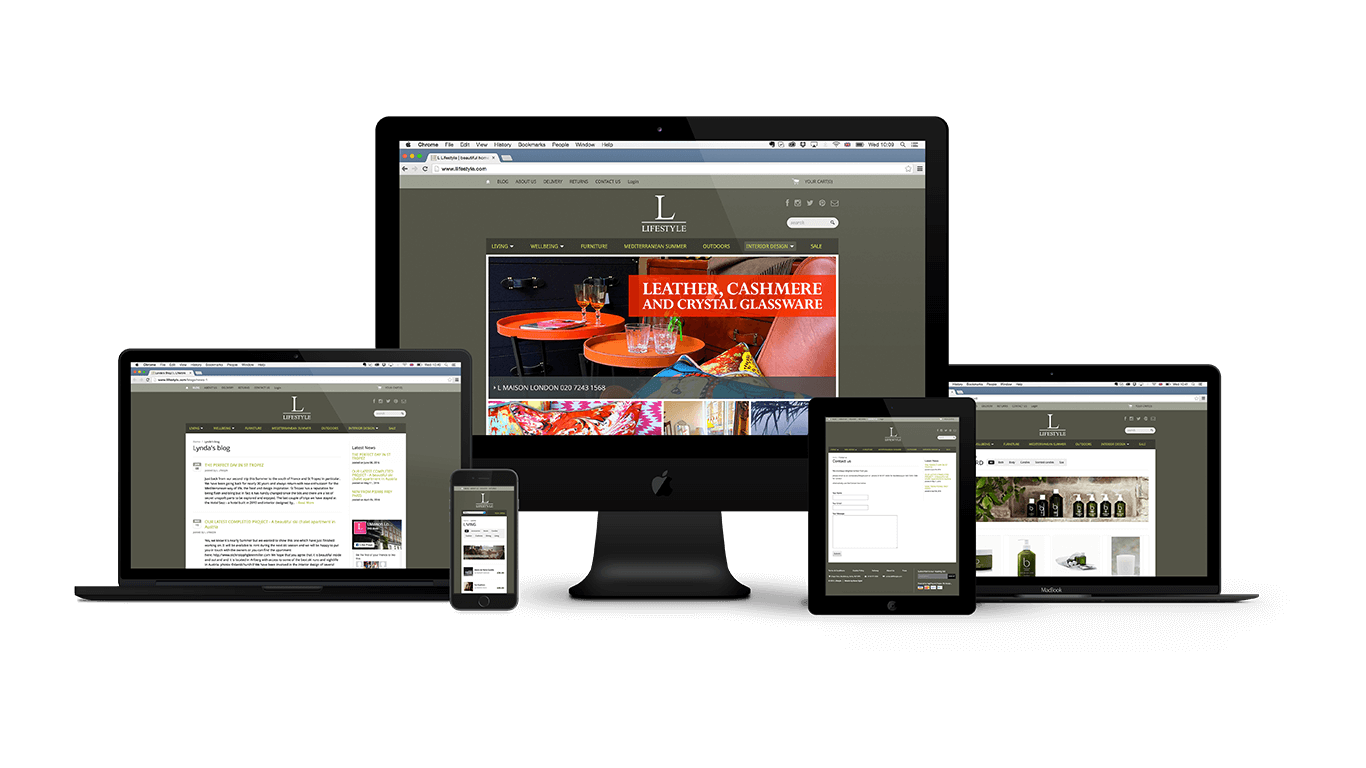 Multiple devices displaying L lifestyle website design