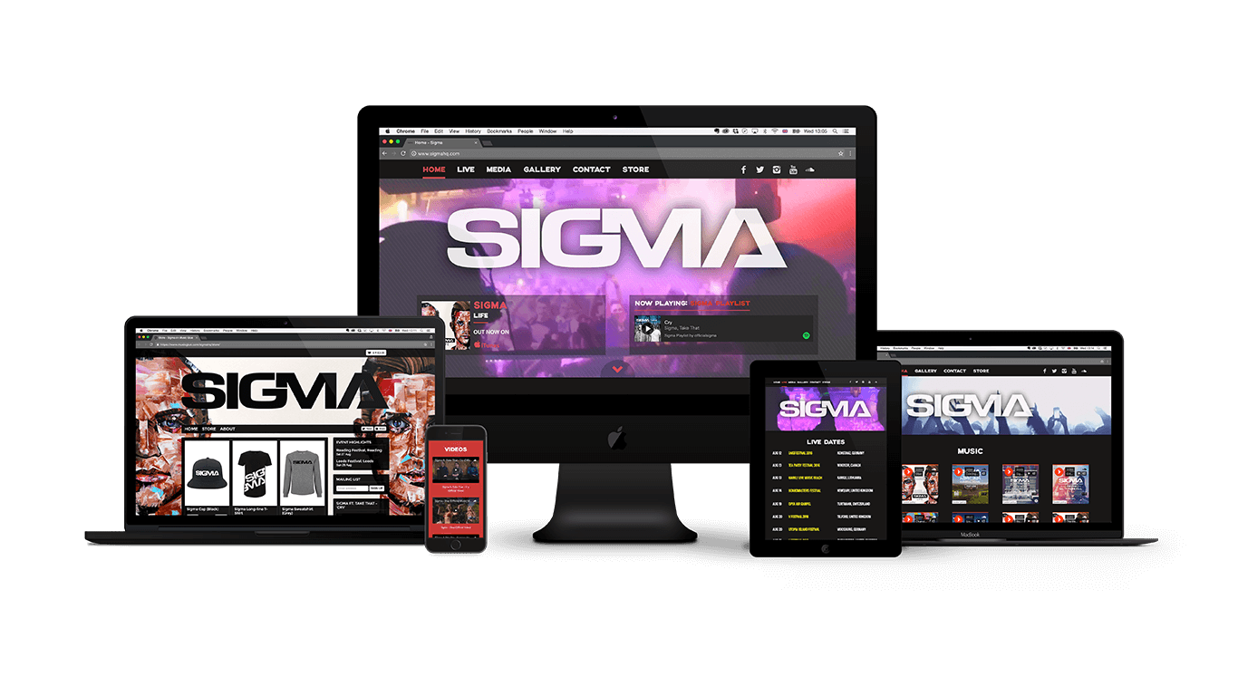 multiple devices displaying sigma website design